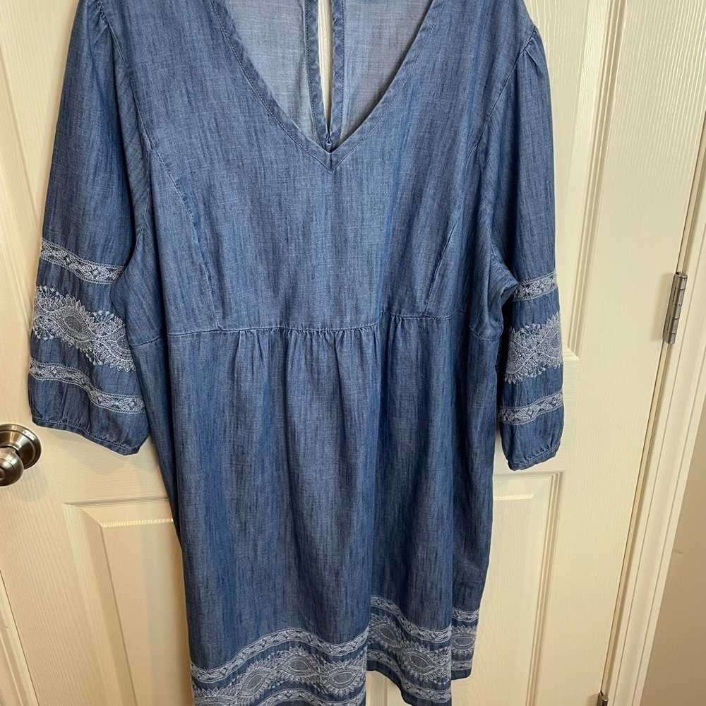 J Jill embroidered Blue Denim Dress Tunic 2x - Picture 2 of 12